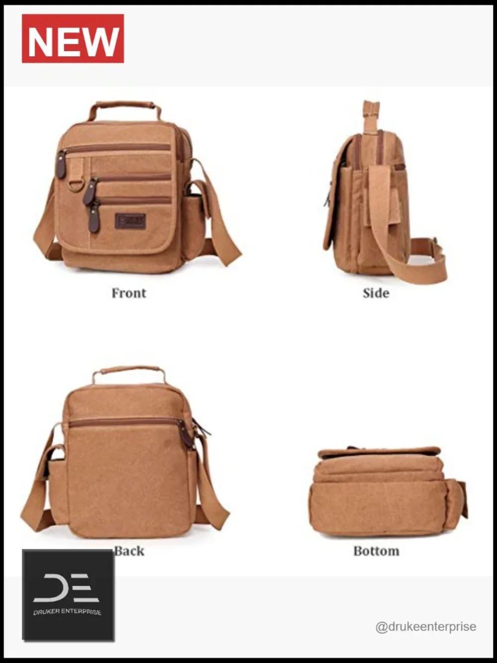 Canvas Shoulder Bag Small Messenger Crossbody Work Bag Multi-function